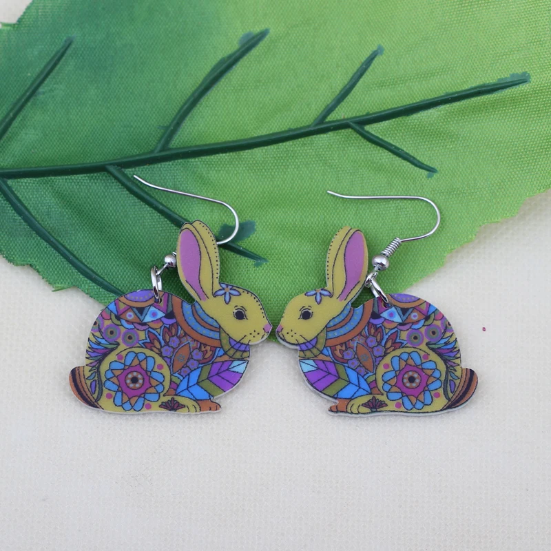 Милые акриловые серьги-капли с принтом кролика 1 пара Новый дизайн 2014 стильные