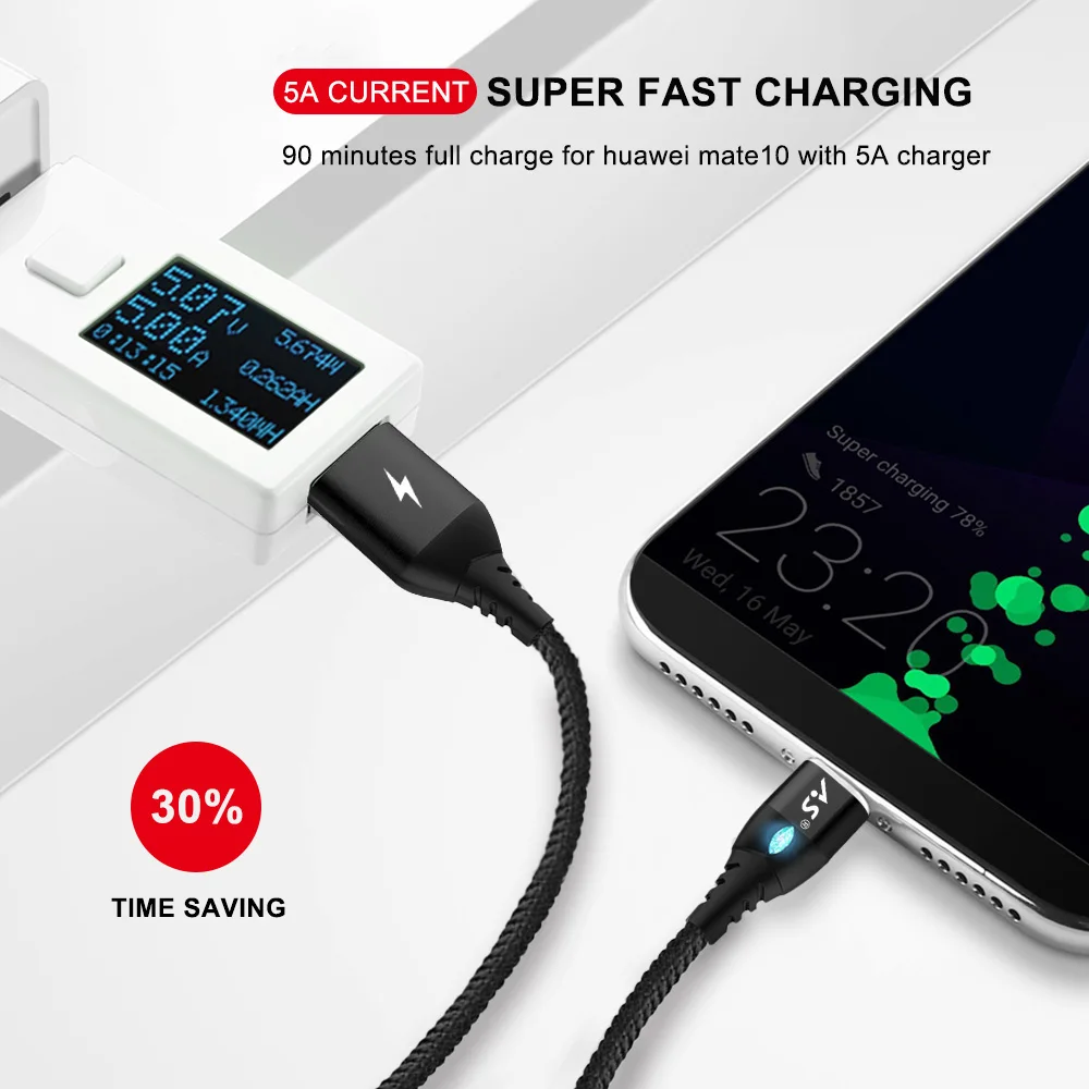 A.S Магнитный кабель USB Type C для Samsung Galaxy S9 S8 Plus Note 8 Nokia 7 P10 быстрое зарядное