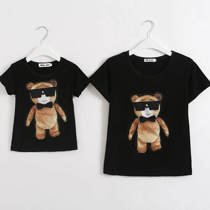 

Family Matching Clothes 2017 Summer Short Cartoon T-shirt For Mother and Daughter Father Son Family Look Outfits Clothing