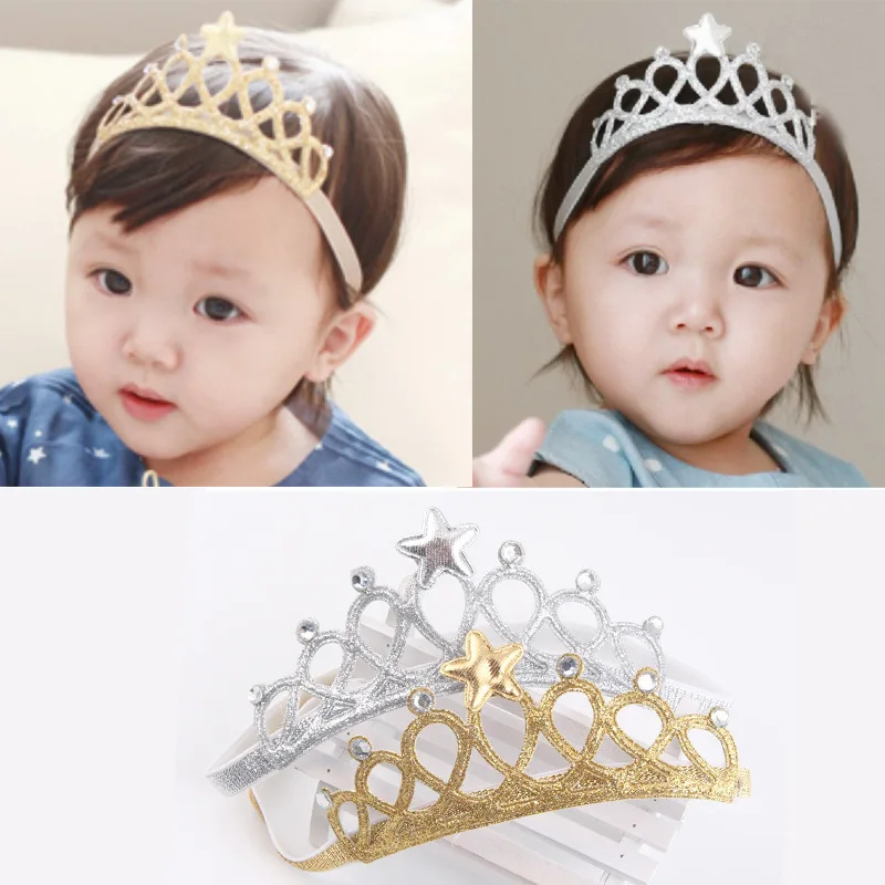 

New Arrival Glittering Crown Baby Headbands Girls Elastic Hair Bands Hair Accessories Princess Tiara HairBands Children Headwear
