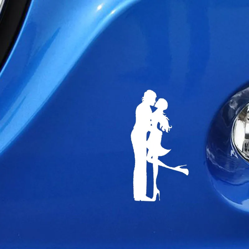 

YJZT 7.2CM*13.6CM Kissing Couple Vinyl Decal Personality Car Sticker Black/Silver C3-0263