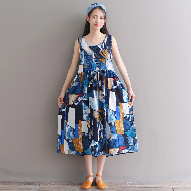 Длинное летнее платье без рукавов 2018 |