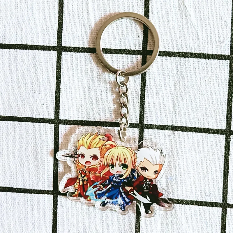 Аниме акриловый Fate Grand order Saber прозрачный двухсторонний кулон llaveros para mujer цепочка