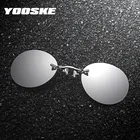 Мужские Винтажные Солнцезащитные очки YOOSKE с клипсой на носу, хакер, Империя матрица морфеус, солнцезащитные очки без оправы, круглые очки UV400