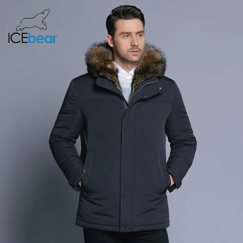 ICEbear 2019 Новая зимняя мужская куртка высокого качества с меховым воротником