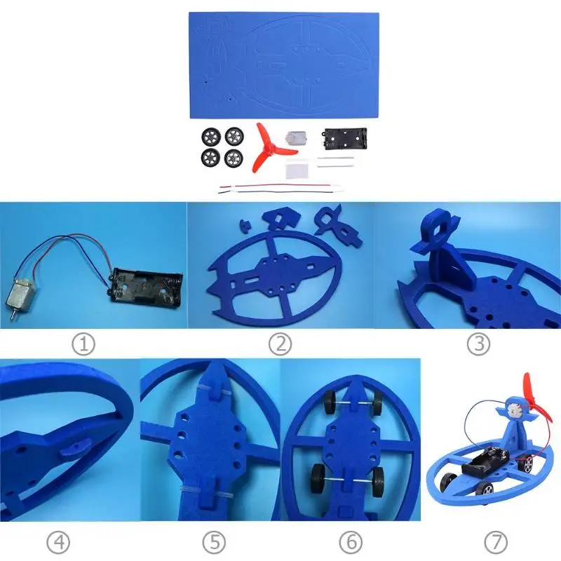 Electric Wind Powered Car EVA model DIY Assembly Toy Kid Science teaching aid Educational Learning Experiment Toys Children STEM |
