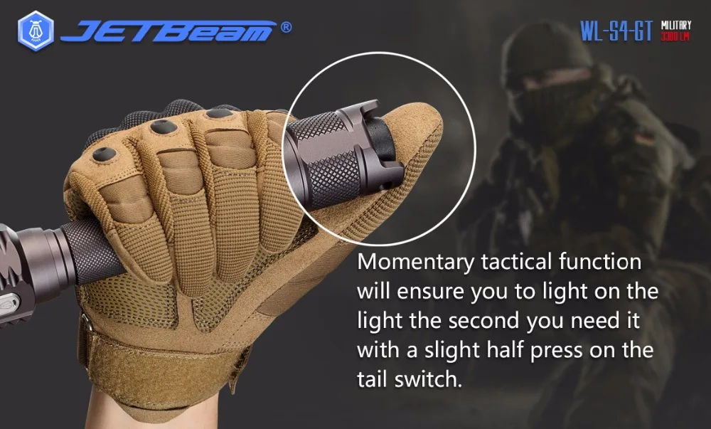 JETBeam WL-S4-GT, охотничий светильник Cree MTG2, светодиодный светильник-вспышка 3300 люменов, батарея 18650 для поиска, охоты, пеших прогулок, аккумулятор 18650