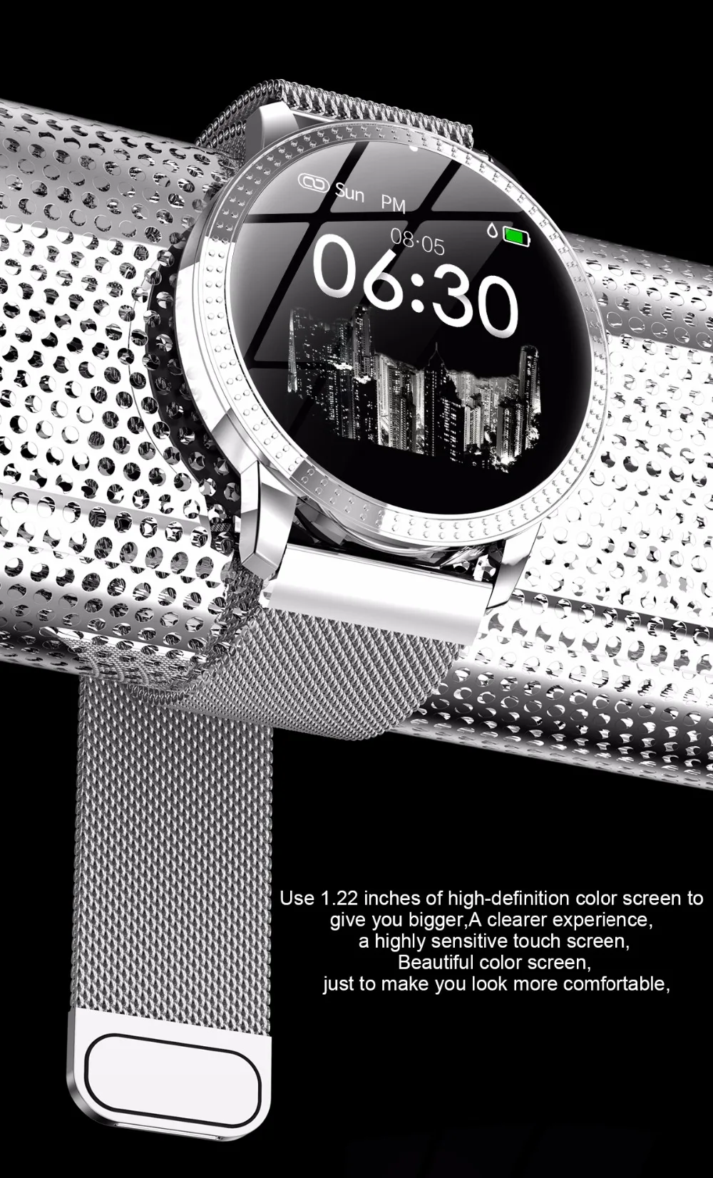 Против V11 Q8 Смарт-часы IP67 водонепроницаемое закаленное стекло активности Фитнес трекер монитор сердечного ритма краев Для мужчин женские умные часы CF18