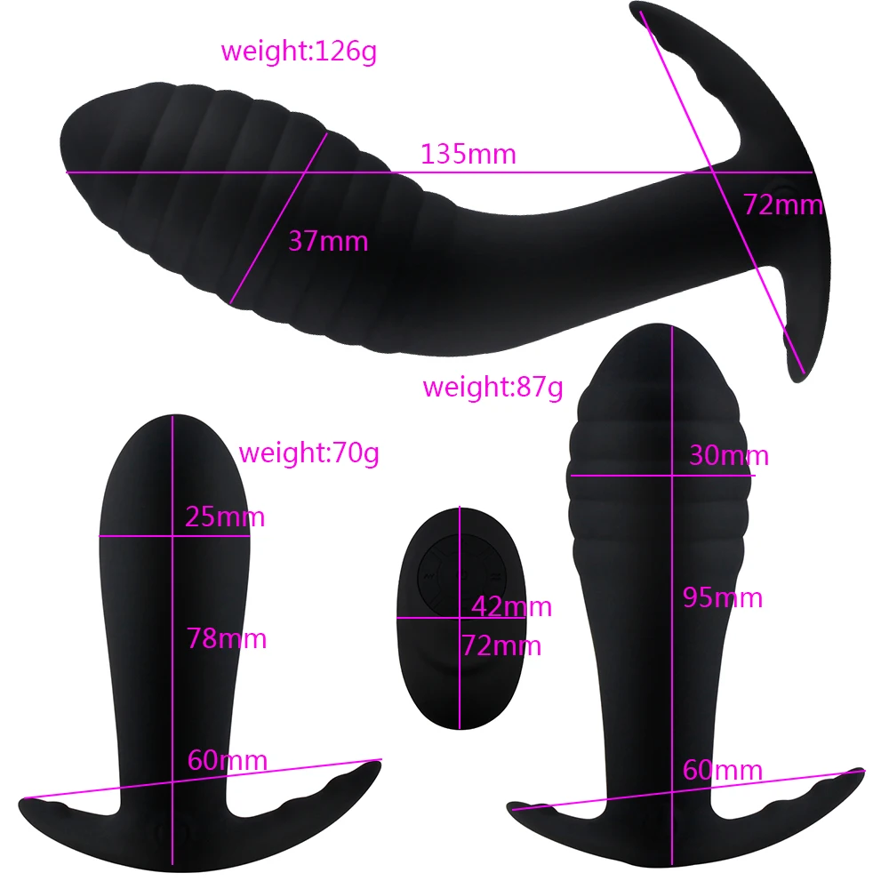 Prostate Massager Remote Control Anal Plug Vibrator Waterproof 10 Stimulation Modes Butt Anus Silicone Sex Toy for Men | Красота и