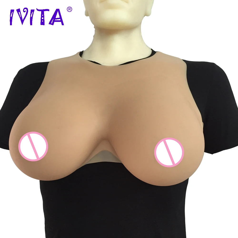 Силиконовая молочная форма IVITA 4100 г бежевые поддельные груди для трансвеститов