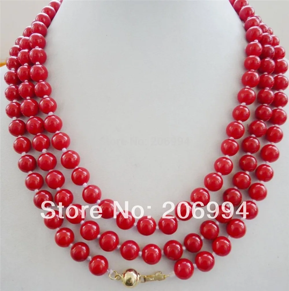 

factory price harming natural 8mm red artificial coral coral necklace 52" fashion jewelry