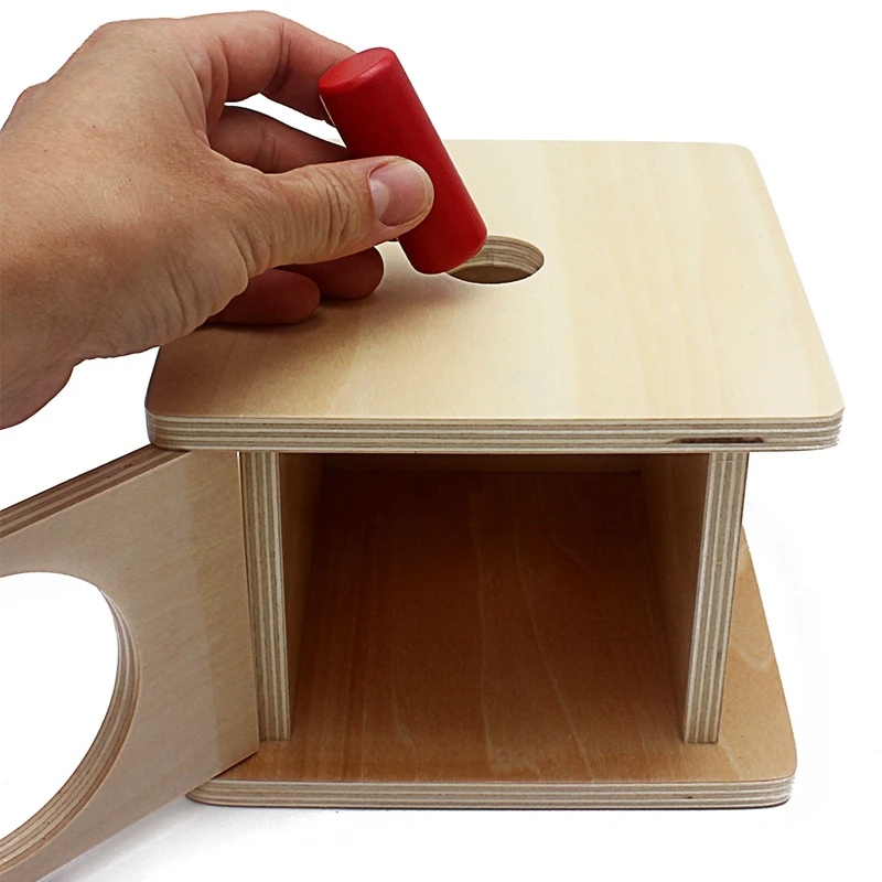 Montessori Imbucare Box детская игрушка деревянная маленькая красная цилиндрическая