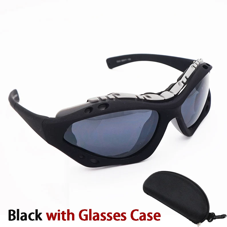 Black with Case Профессиональные лыжные очки, очки для сноуборда, лыжные очки, уличные спортивные солнцезащитные очки, HD противотуманные очки для верховой езды, UV400 - Цвет: Black with Case