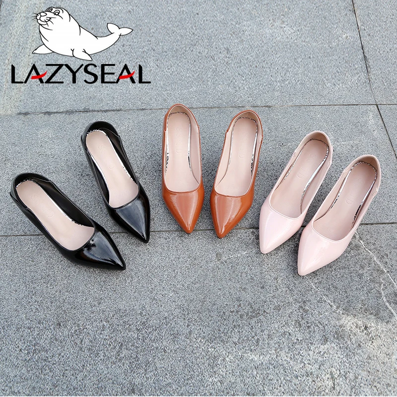 Туфли лодочки LazySeal женские на высоком каблуке лакированная кожа заостренный