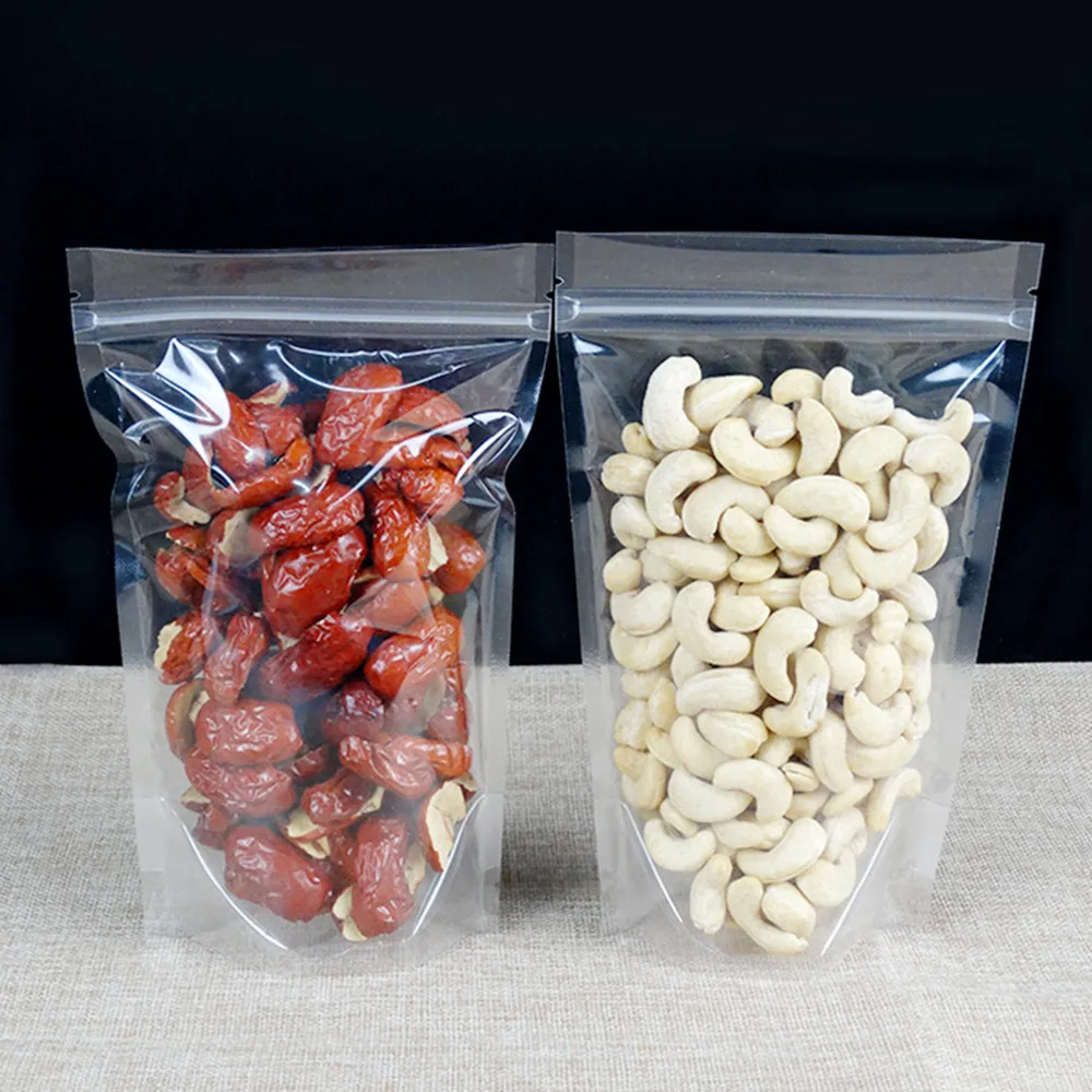 

11x18cm Stand Up Food Pouches Tranparent Packaging Plastic Bag for Coffee Nuts Pack Storage Resealable Zipper Package Bag With