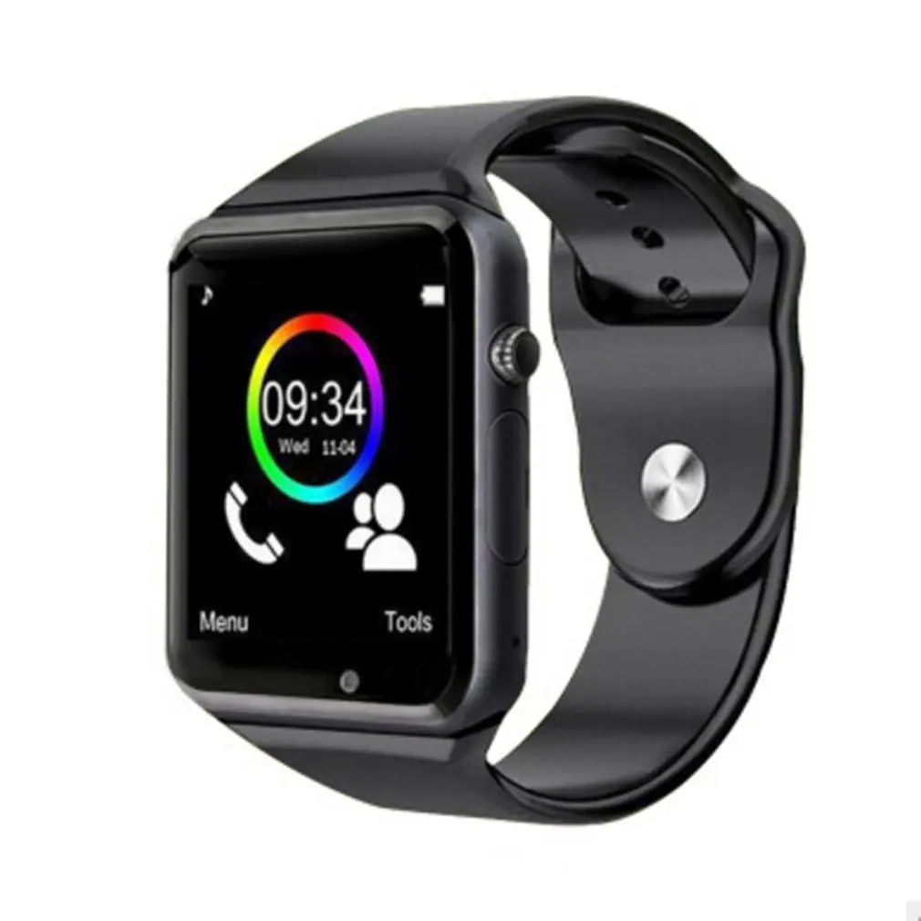 black A1 наручные часы Bluetooth Смарт часы группа Спорт Шагомер с камерой Smartwatch для Android смартфон Россия T15 хорошо, чем DZ09 - Цвет: black