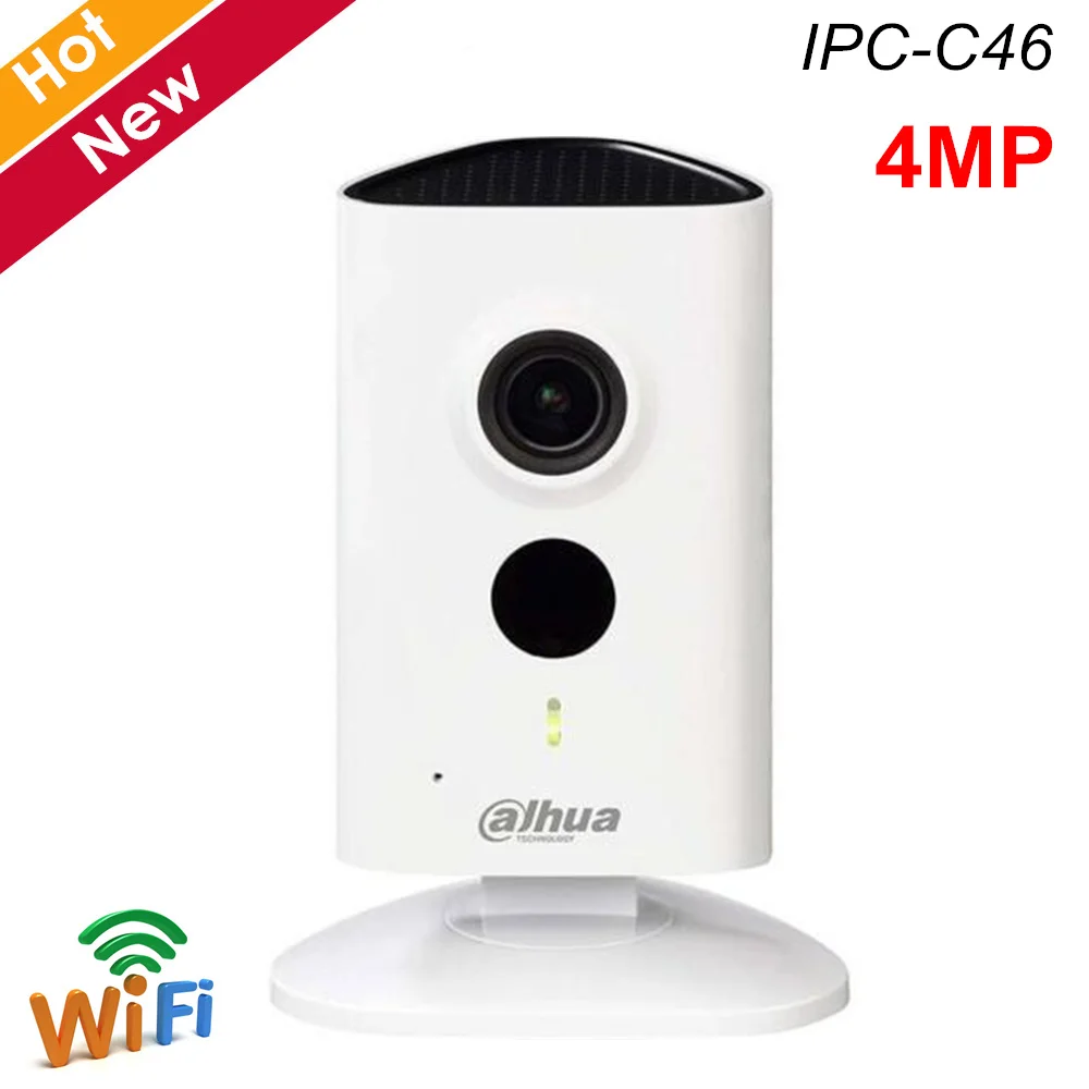 Dahua 4MP Wireless Wifi Camera IPC-C46 H.265 2.3mm lens Night vision Support Micro SD 128G Built-in Mic Speaker IP Camera