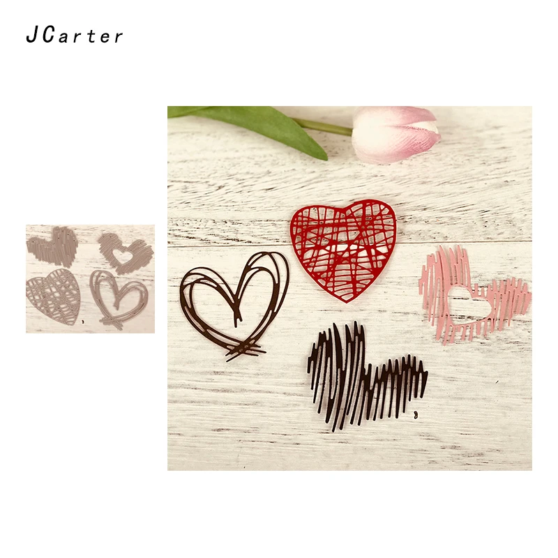 JCarter 4 шт Специальный металл, сердечки режущие штампы для скрапбукинга альбом «сделай сам» тиснение папка для бумаг Фото Производитель Шаблон трафарет