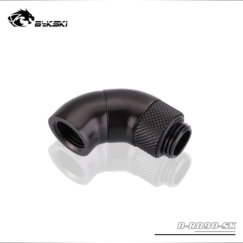 black BYKSKI G1/4 ''резьба 90 градусов Поворотный фитинг адаптер Вращающийся 90 градусов водяного охлаждения металлические переходники - Цвет: black