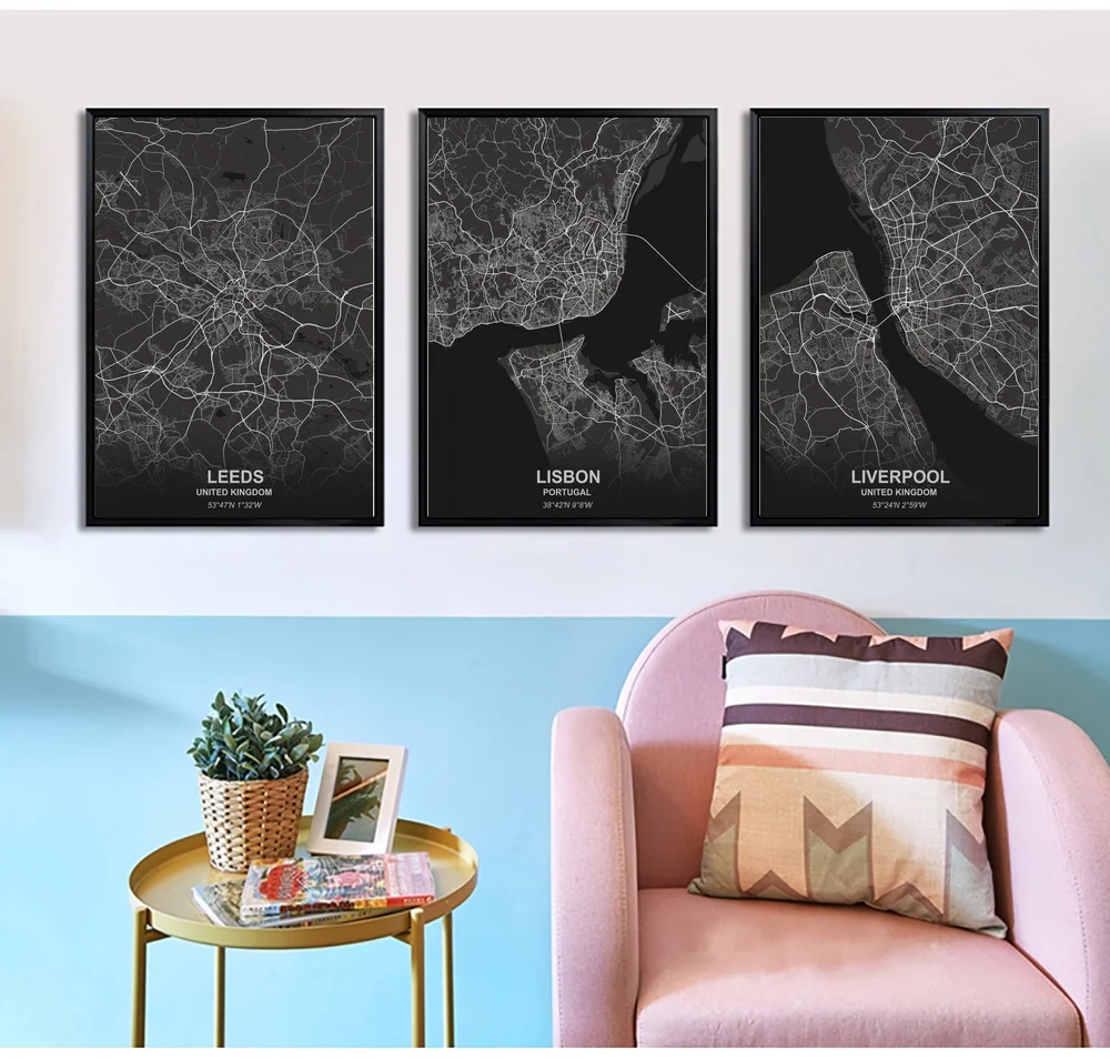 Лиссабон Ливерпуль Лондон Лос-Анджелес плакат холст художественные принты