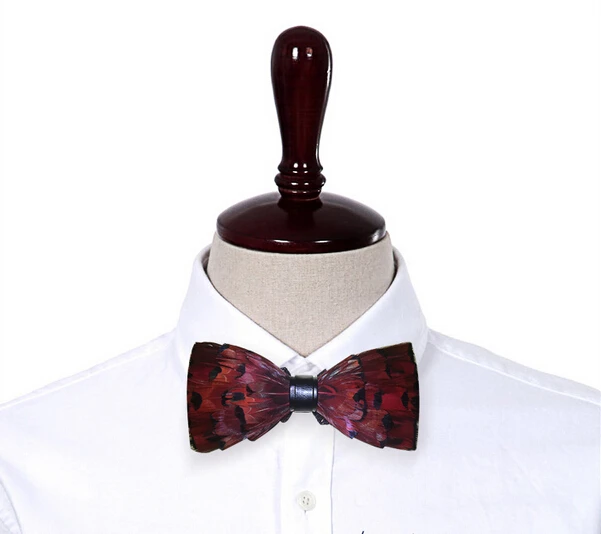 Free shipping New fashion 2017 Natural man feather bow tie dress British men women red male personality party banquet wedding |