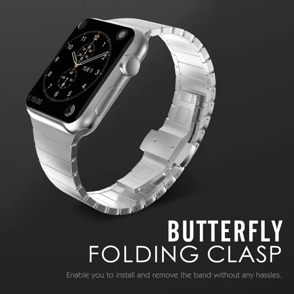 OSRUI ремешок для Apple watch группа 4 42 мм 38 iwatch 3 44 мм/40 Нержавеющая сталь correa ссылка