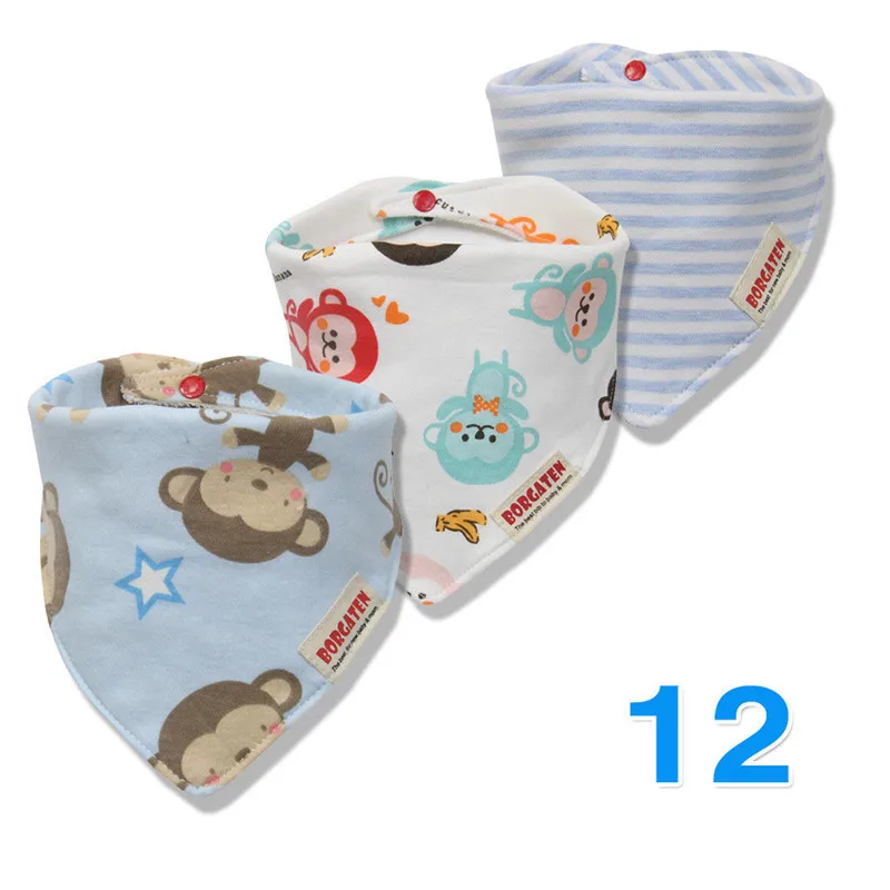 12 3 шт./лот, детские нагрудники, бандана, хлопок, высокое качество, Babadores Para Bebe, слюнявчик для младенцев, полотенце для мальчиков и девочек - Цвет: 12