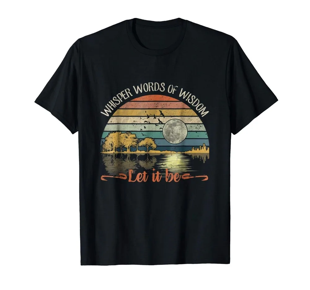 

Whisper Words of Wisdom Let It Be Guitar Lake View Vintage Black 2019 Men'S Fashion Color Short Sleeve O-Neck Casual Movie Tee