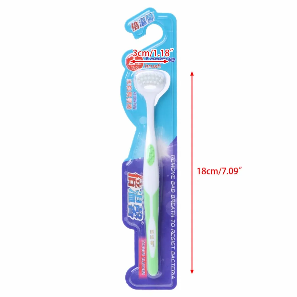 

18x3cm Dual Side Dental Care Cleaner Brush Scraper Oral Tongue Clean Breath Health Tool For Adults More Color