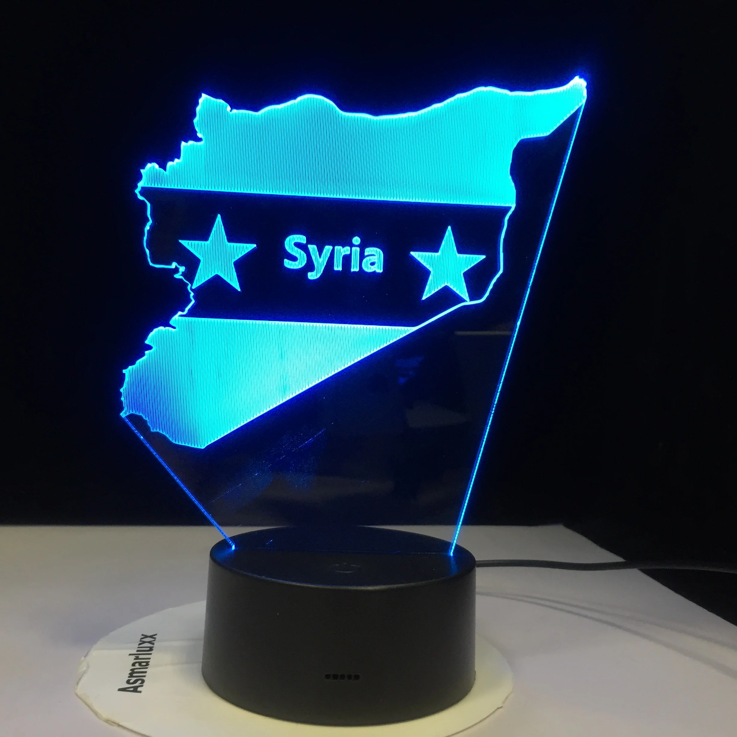Сирия карта 3D светодиодный ночсветильник s 7 цветов Изменение USB Декор для спальни