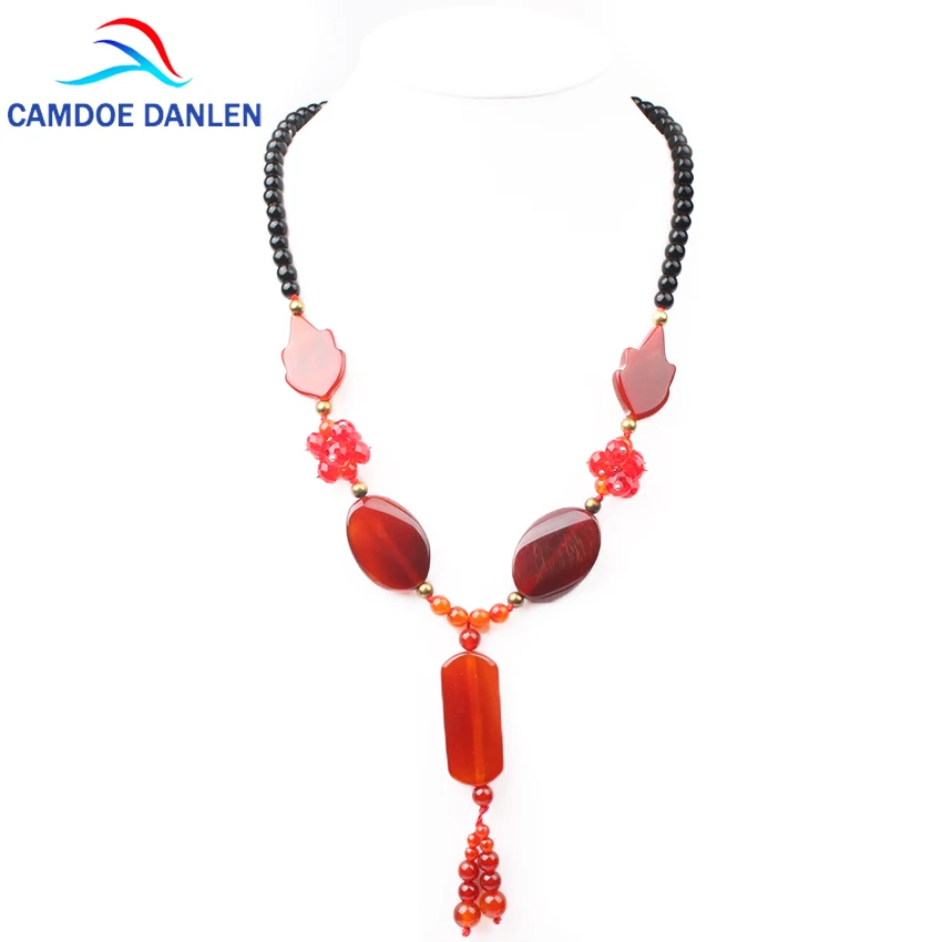 Женское Ожерелье в стиле бохо длинное ожерелье из натурального камня 50 см |