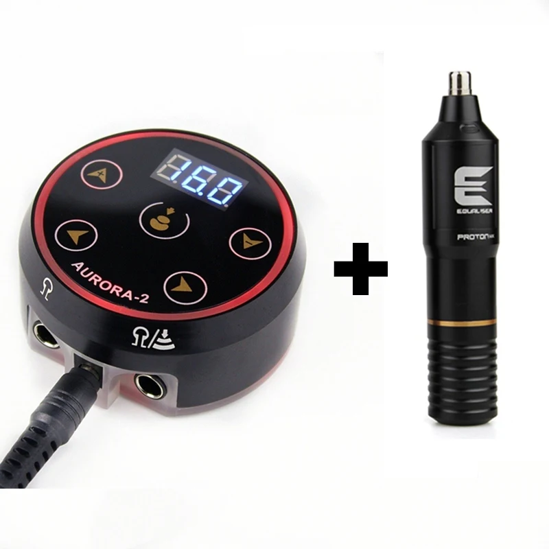 Professional Powerful Tattoo Kit Hybird Rotary Tattoo Machine Pen Motor Strong Quiet and Aurora II LCD Power Tattoo Kits