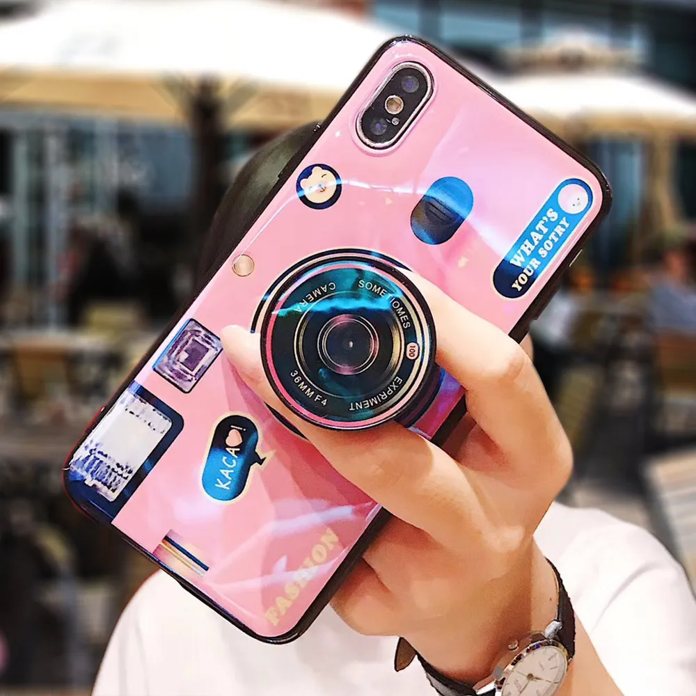 KISSCASE Camera Phone Case For iPhone 8 7 6S 6 Plus XS Max XR X With Grip Buffing Soft TPU Fundas |