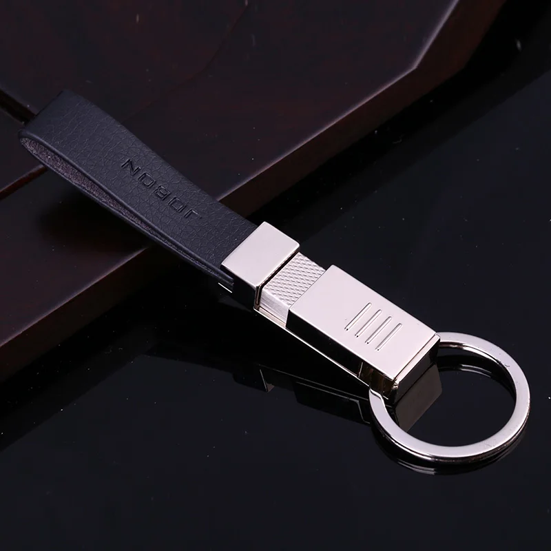 Silver Бренд Jobon, Высококачественная цепочка для ключей, для женщин и мужчин, на заказ, брелок для ключей с надписью, Кожаный Автомобильный держатель для ключей, металлическая сумка, подвеска, лучший подарок, ювелирное изделие - Цвет: Silver