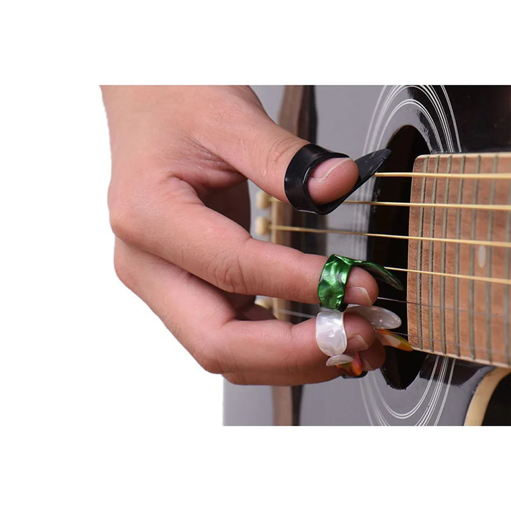 Celluloid Finger Guitar Pick Mediator 1 Thumb 3 Fingerpicks Shell Plectrum | Спорт и развлечения