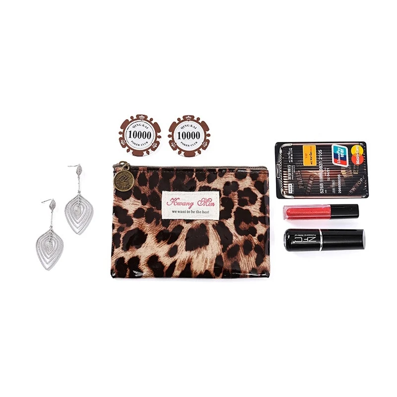Fashion Leopard Clutch Waterproof Cases Cosmetic Bags Women Zipper Makeup Bags Organizer Make Up New Arrival Handbags Traveling