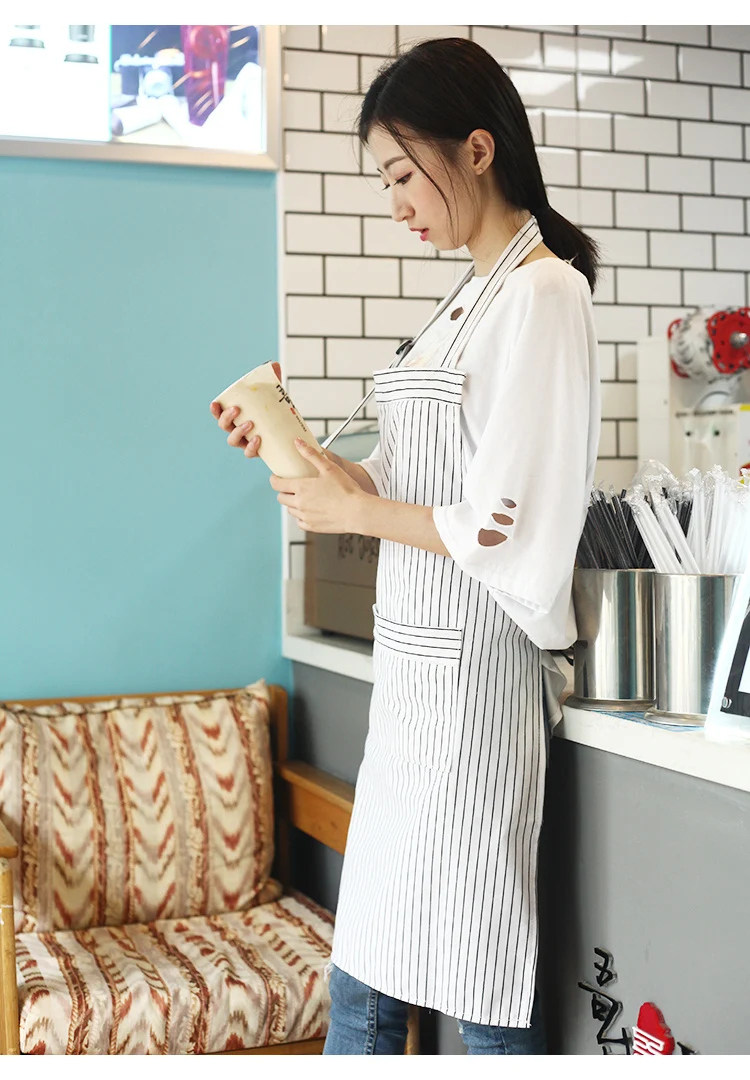 Хлопковый полосатый минималистичный дышащий фартук в скандинавском стиле