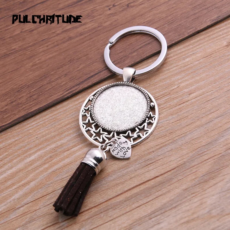 PULCHRITUDE 1 шт. металлические 9 цветов кисточки брелоки цепи Filligree подходят круглый 25 мм серебряный Кабошон логотип кулон Diy Ювелирные изделия P6795
