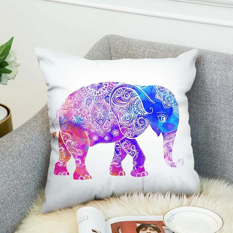 Watercolor Elephants New High Grade Decorative Pillow Case Car Home Sofa Cushion Cover 3D Digital Print style-1 | Дом и сад