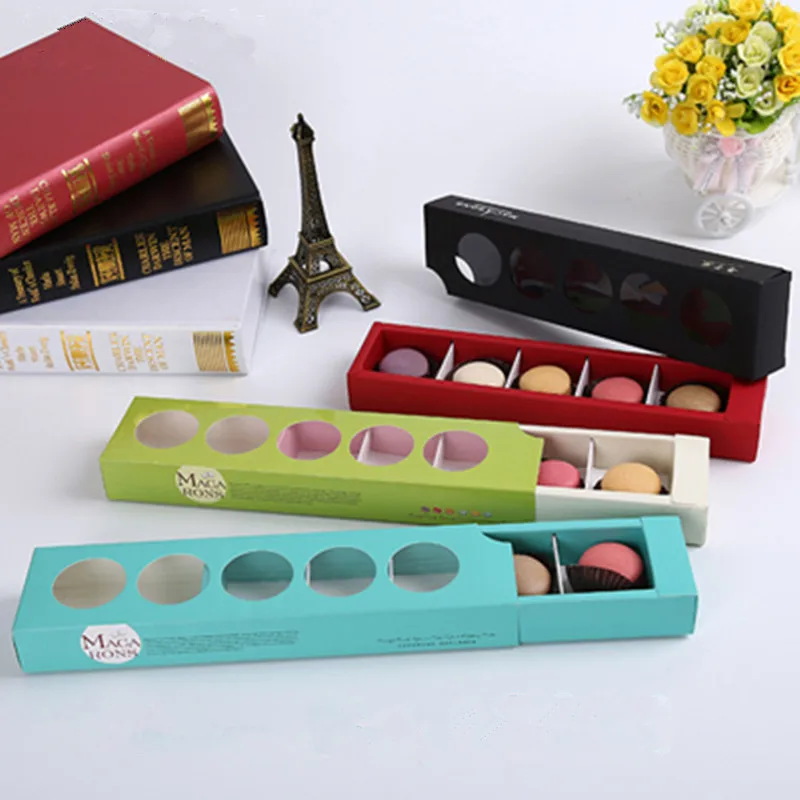 5 слотов коробка макарон зефир шоколада брезент коробки торт конфеты оптом 30 5*7 5*3