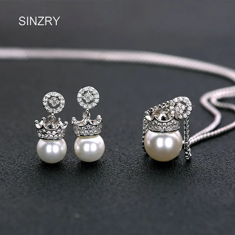 SINZRY 2018 милые новые кубические циркониевые короны Чокеры ожерелье серьги модная