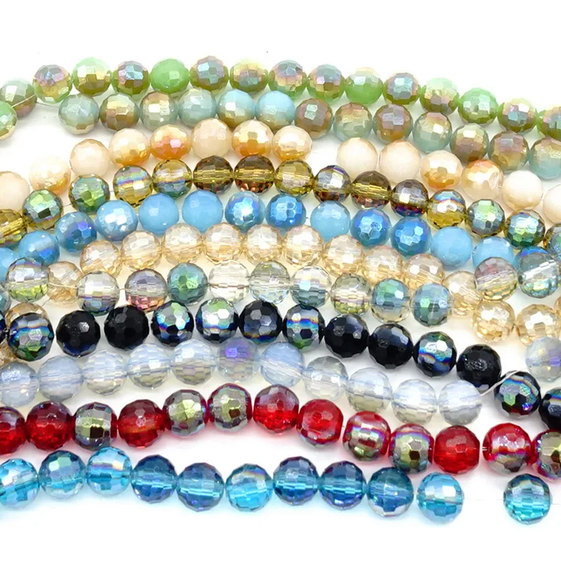 Оптовая продажа 40 шт. 96 граней Круглые граненые бусины из хрустального стекла