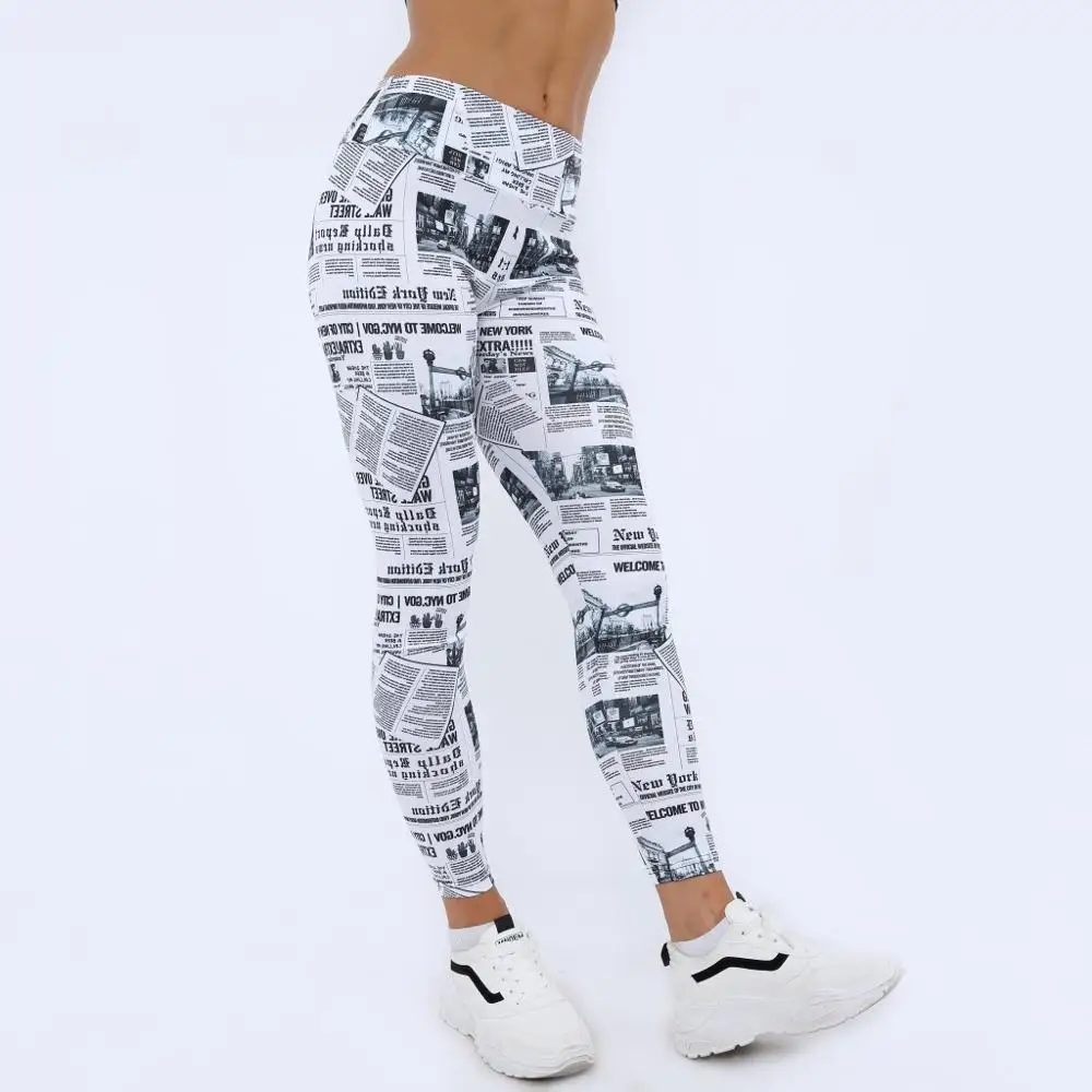 2019 новые модные сексуальные уличные повседневные Леггинсы газета повседневная с