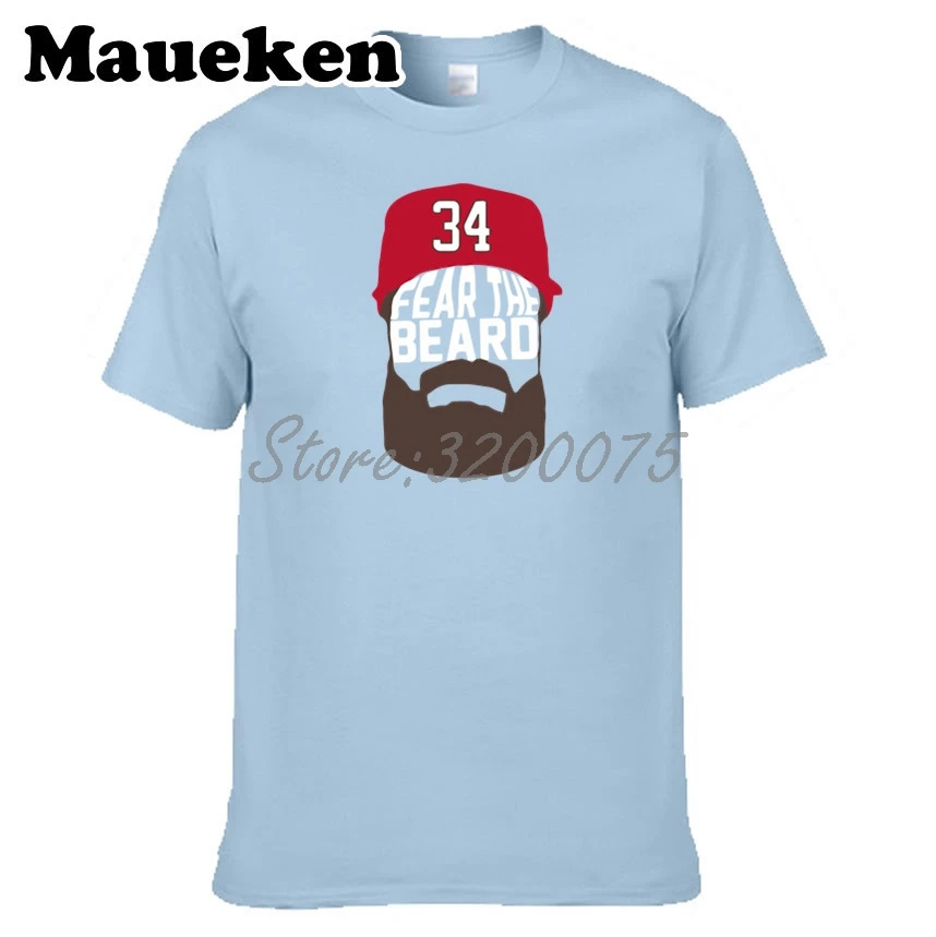 Мужская футболка Bryce Harper 34 Washington Fear the Beard одежда для национальных фанатов подарок