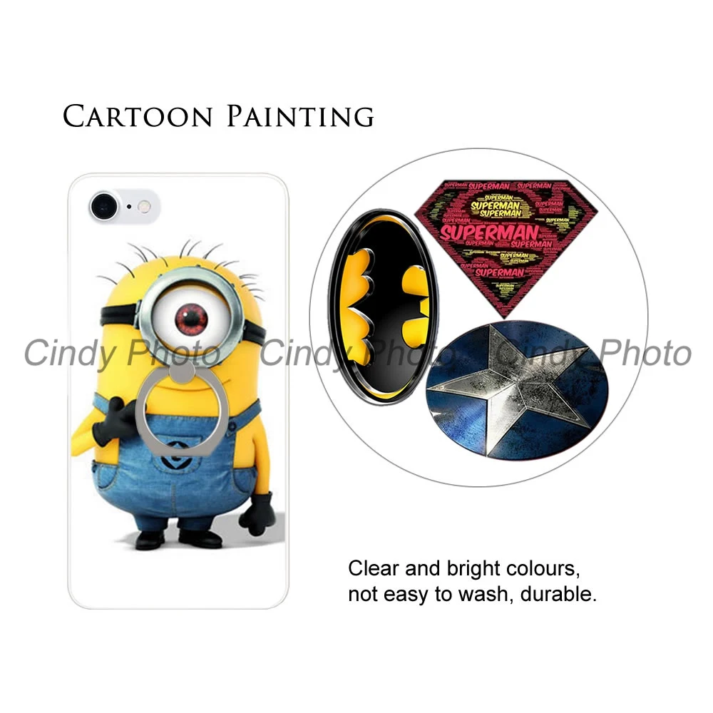 For Huawei Y5 Ascend Y560 Finger Ring Stand Hard Plastic Case Cover Cartoon Painting Minions Owl Superman Batman Captain |