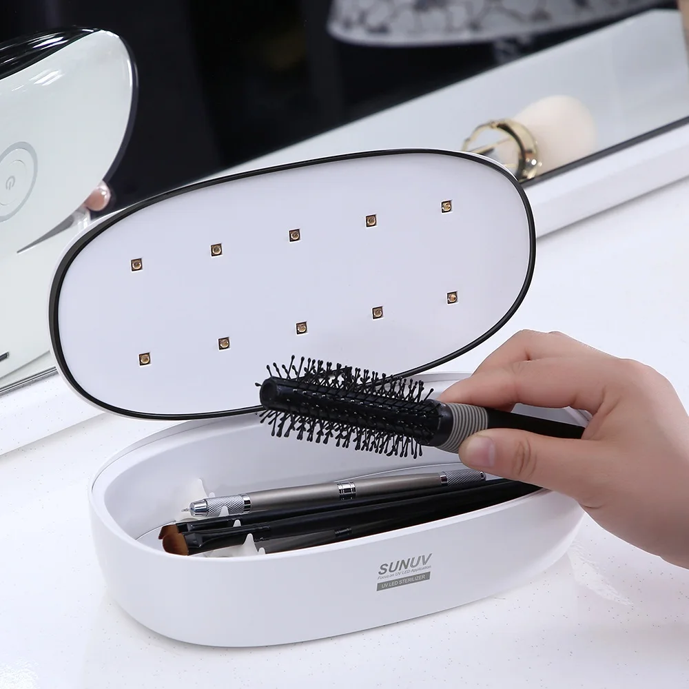 UVC LED Sterilizer Box Facial Care Tools Storage Portable Disinfection for Beauty | Красота и здоровье