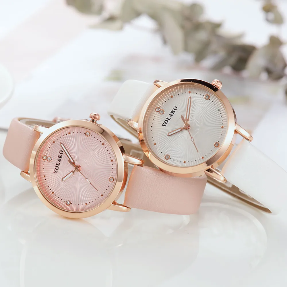 Часы YOLAKO женские повседневные кварцевые с кожаным ремешком аналоговые наручные