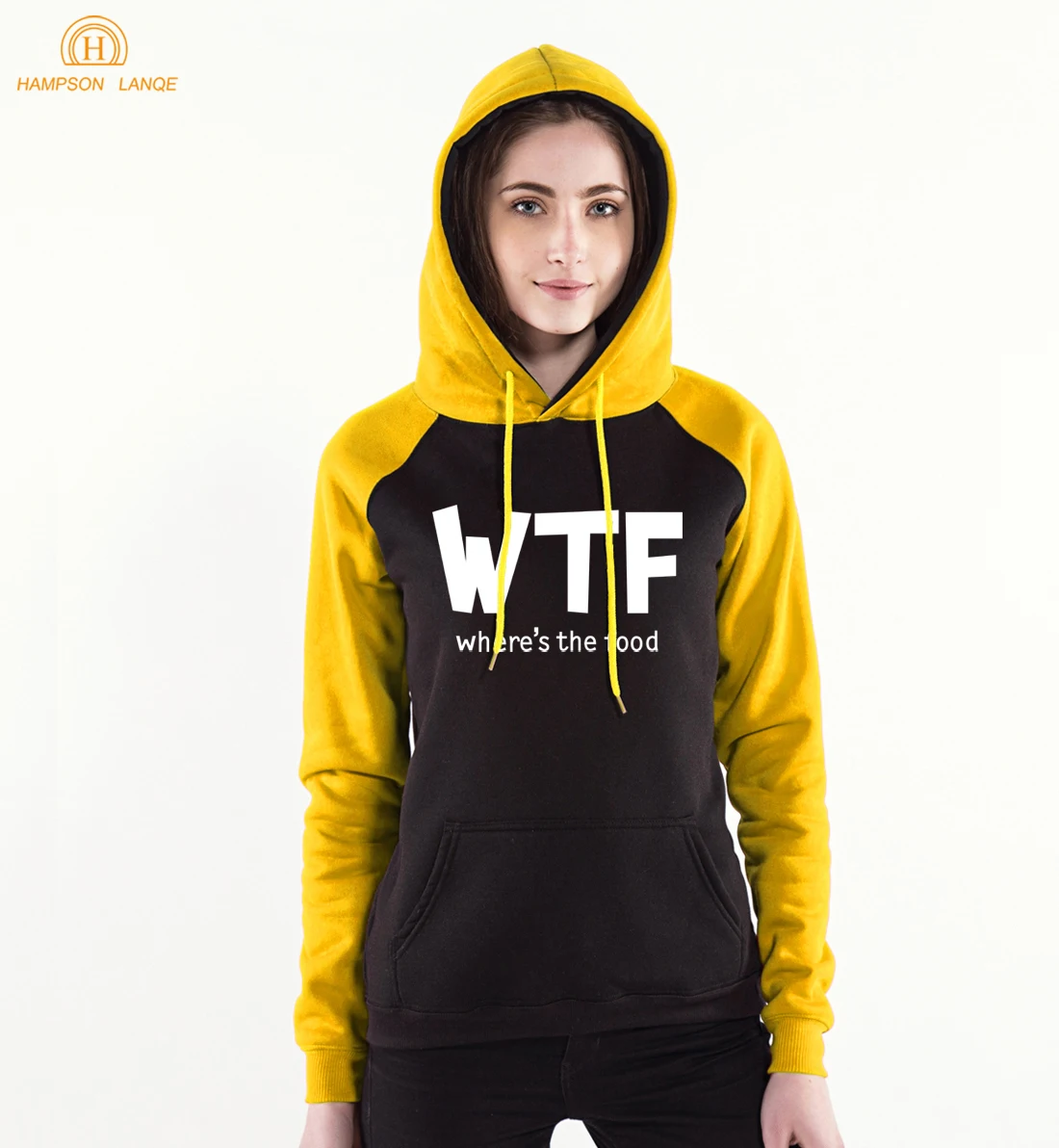 

WTF Where's The Food Funny Creative Long Sleeve Hooded Women 2019 New Arrival Fashion Hoodies Sweatshirts Spring Raglan Hoodie