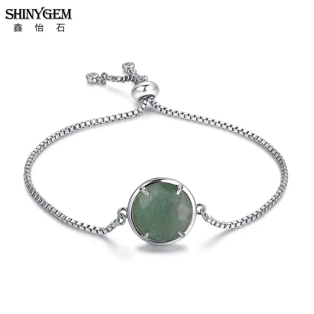 ShinyGem 15 мм граненые круглые полудрагоценные камни браслеты с подвеской