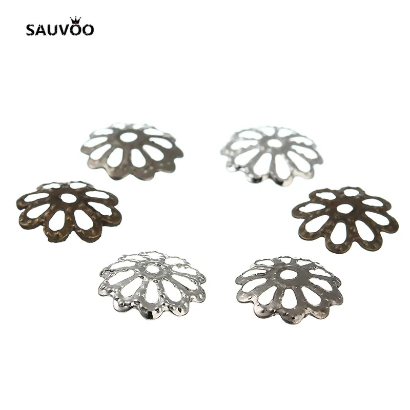 Золотые серебряные бронзовые Родиевые цветные полые шапочки SAUVOO для бусин